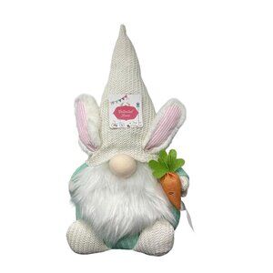 Cottontail Lane Easter Bunny Gnome Chubby Carrot Plush Decor 12in Spring Rabbit